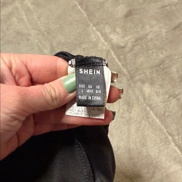 SHEIN Black Mini Dress with Silver Beaded Fringe - Picture 2 of 5